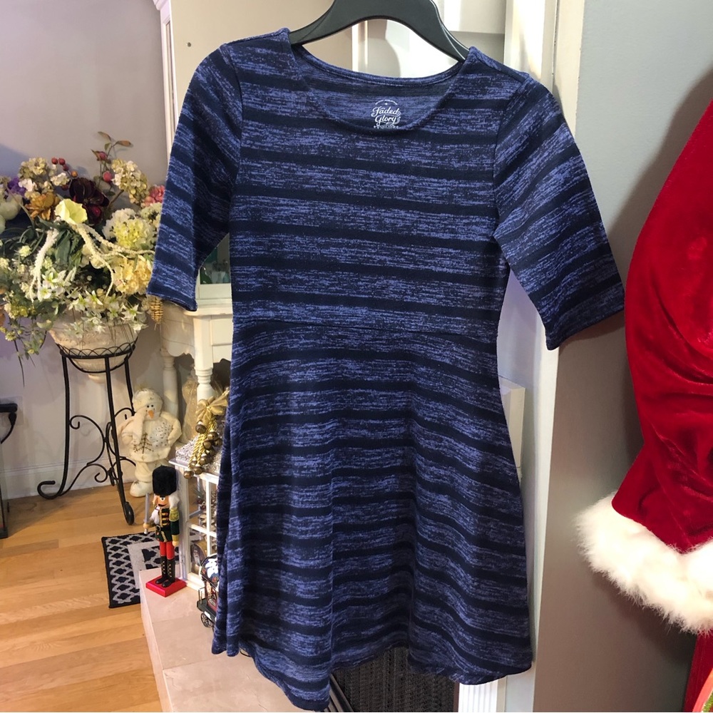 Faded Glory Girls 3/4 Sleeve Striped Dress